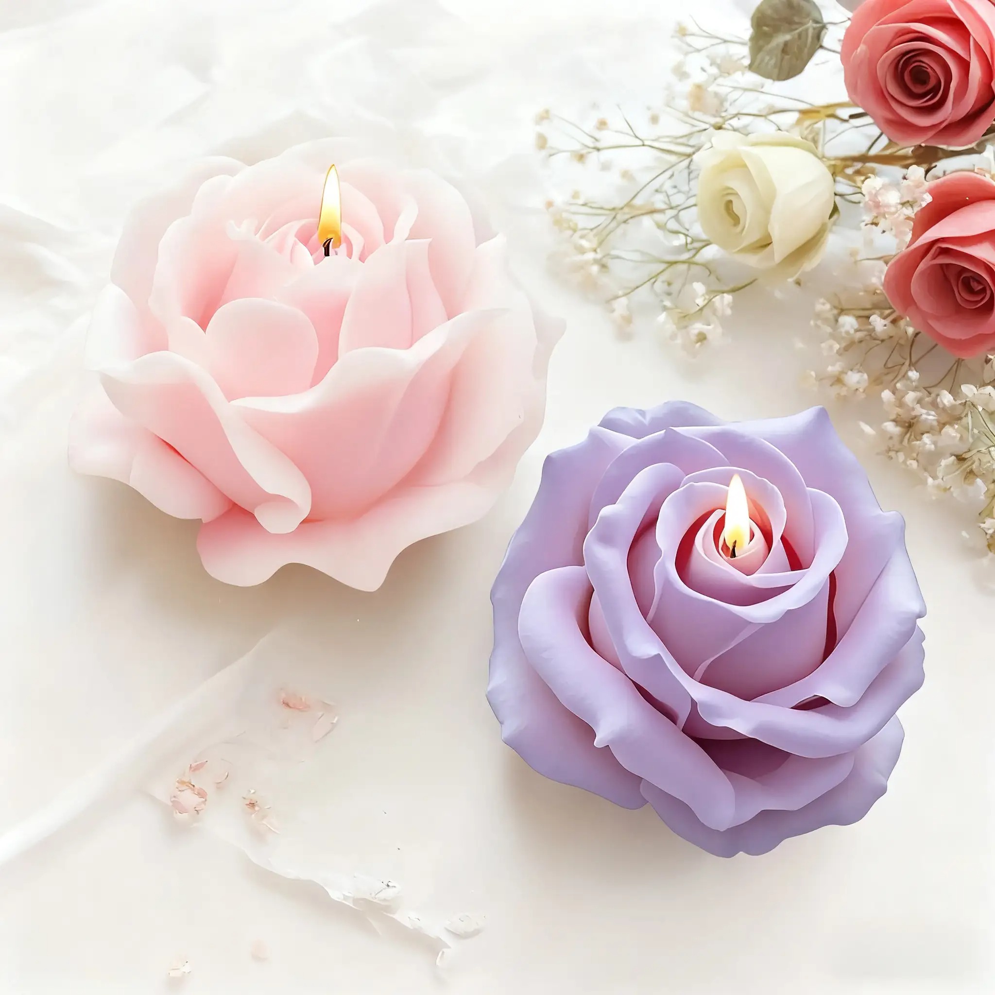 2-Piece Romantic 3D Rose Silic - Candle Making Video recension och pris