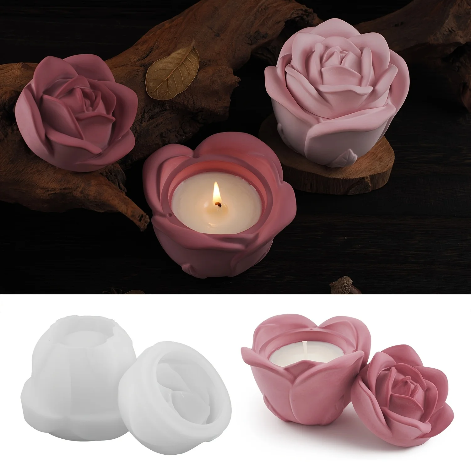 2-Piece Set Rose Shaped Silico - Candle Making Design recension och pris