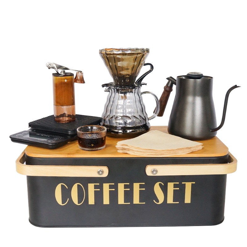 Portable coffee machine set wi - Pour Pot Aluminum recension och pris